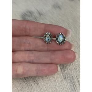 Native American Sterling Silver Golden Hills Turquoise Stud OVAL Post Earrings